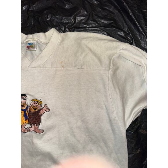 VINTAGE 90's TOO CUTE BRAND FLINTSTONES FOOTBALL JERSEY RAGLAN TEE - Picture 10 of 10
